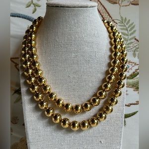 Vintage Multi Strand Gold Tone Ball Necklace